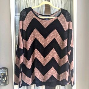 Chevron print woven shirt with attached camisole